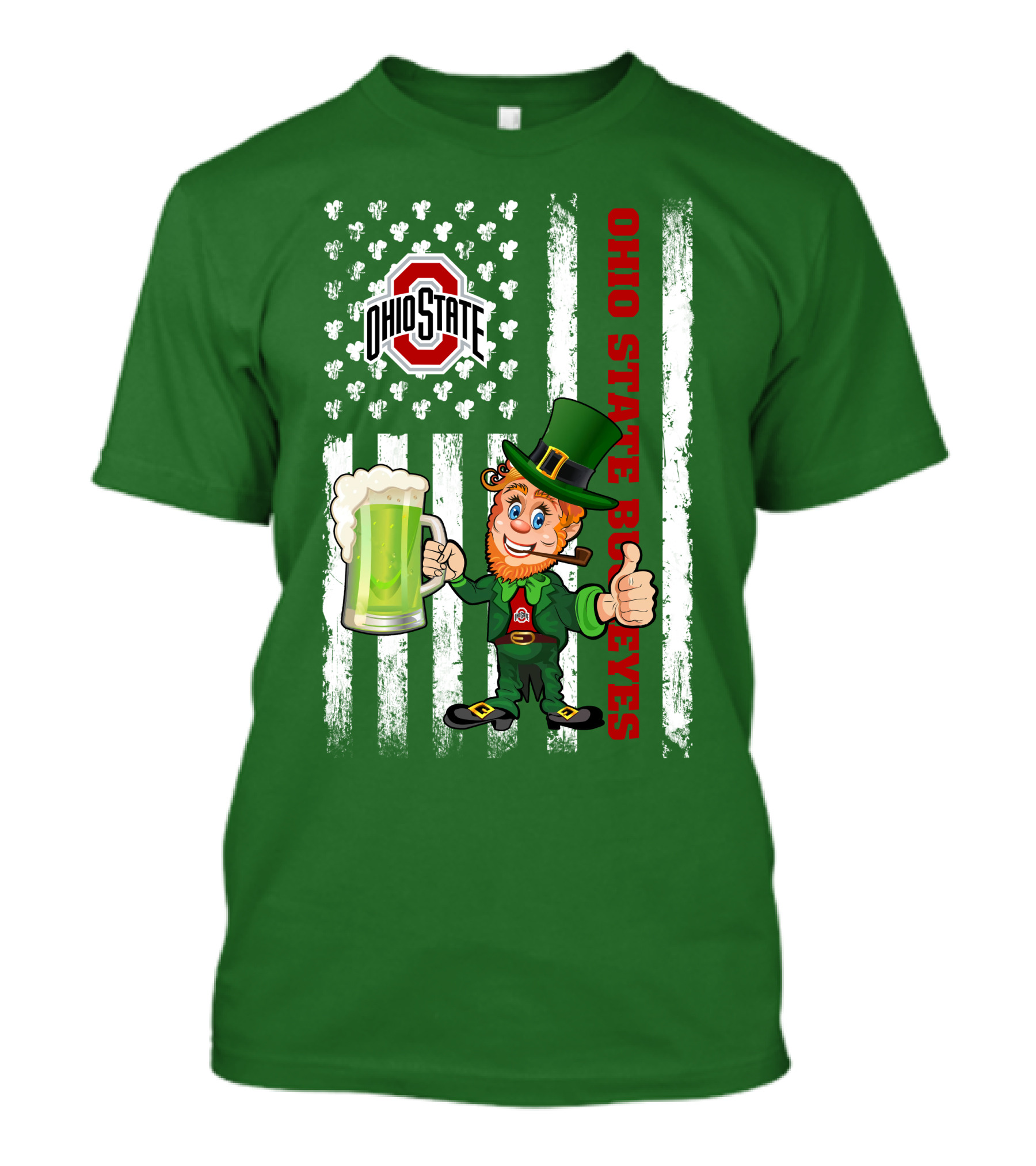 Ohio State Buckeyes Leprechaun St Patrick's Day Flag Shamrock Beer T-Shirt