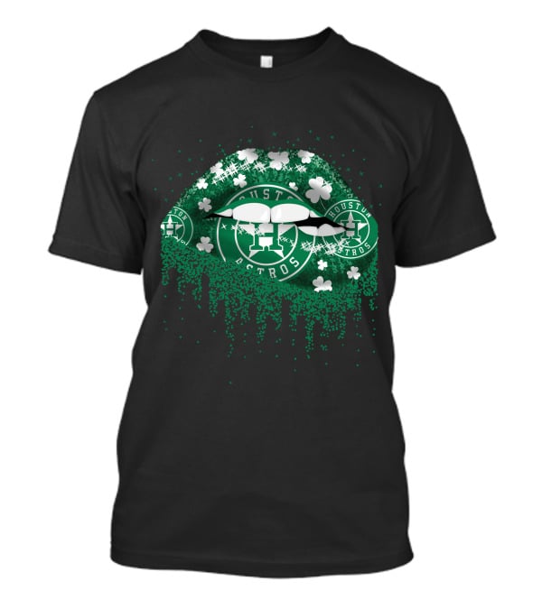 Houston Astros St. Patrick's Day Green Lips And Shamrocks T-Shirt