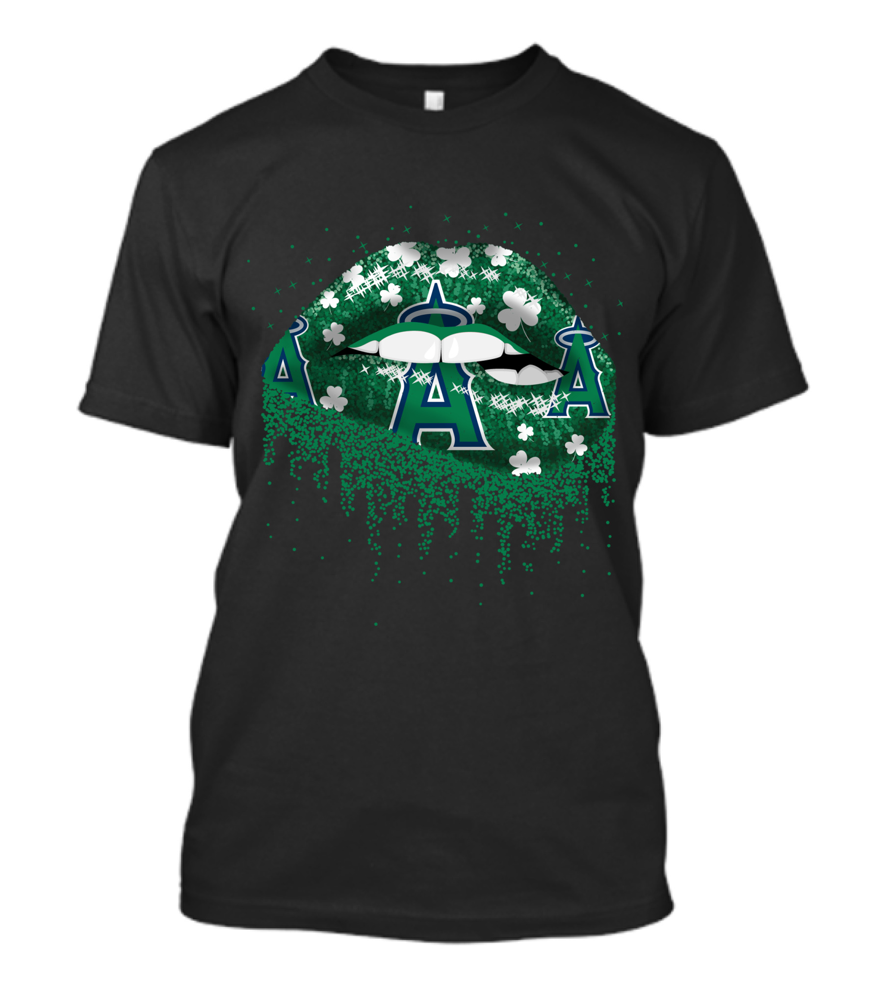 Los Angeles Angels Green Shamrock Lips T-Shirt