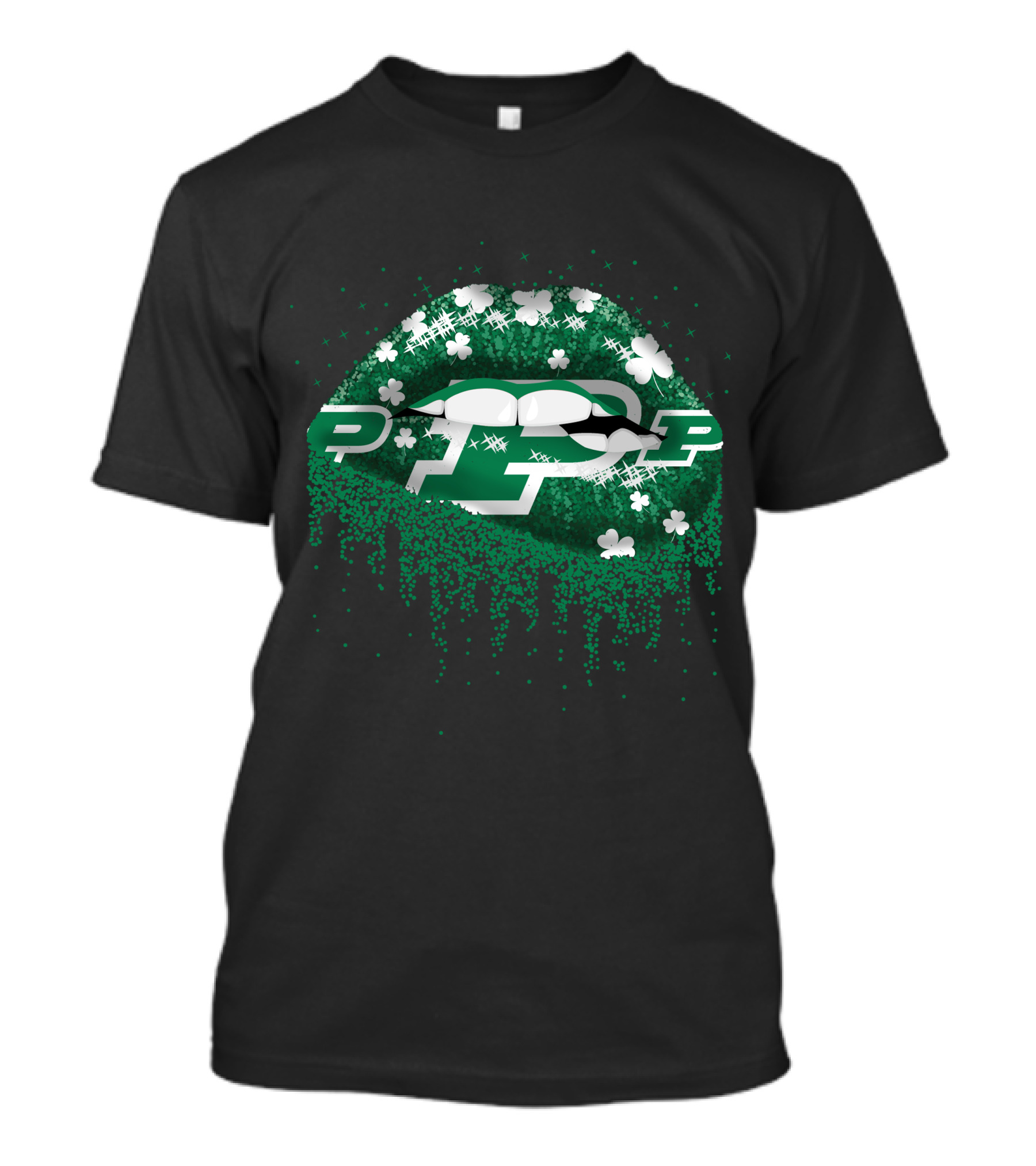 Purdue Boilermakers Green Lips Shamrock P T-Shirt