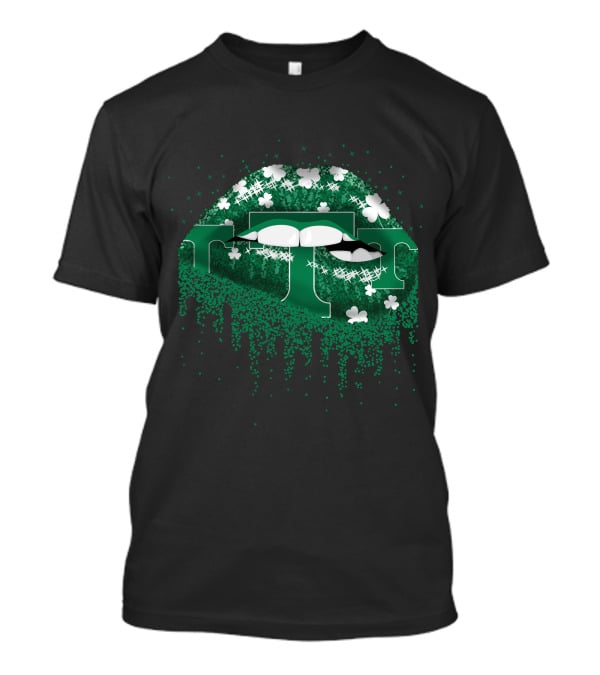 Tennessee Volunteers Lips Shamrock Green Glitter T-Shirt