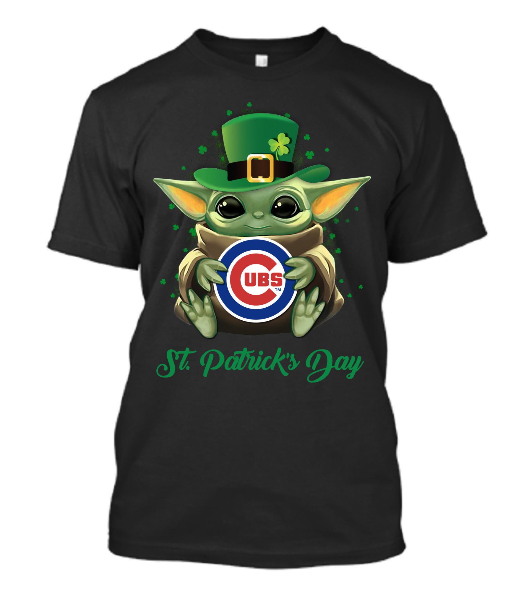 St. Patrick's Day Chicago Cubs Baby Yoda T-Shirt