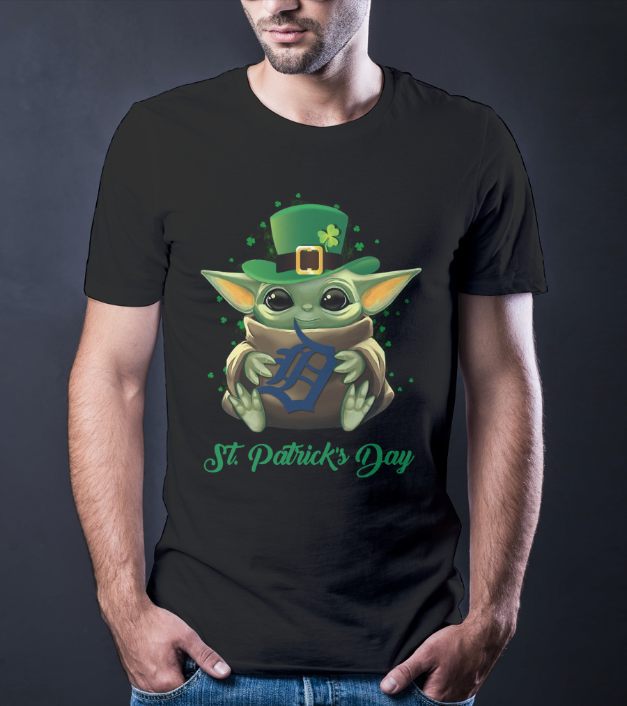 Detroit Tigers Baby Yoda St. Patrick's Day T-Shirt