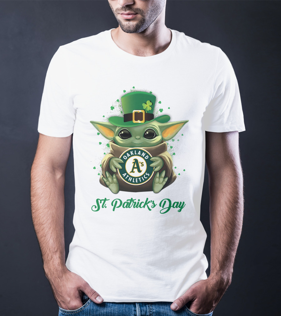 Oakland Athletics Baby Yoda St. Patrick's Day T-Shirt