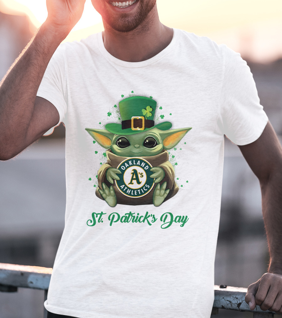 Oakland Athletics Baby Yoda St. Patrick's Day T-Shirt