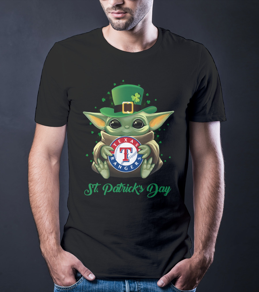 St. Patrick's Day Texas Rangers Baby Yoda T-Shirt