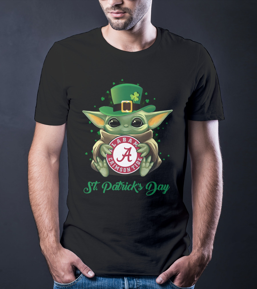 St. Patrick's Day Alabama Crimson Tide Baby Yoda T-Shirt