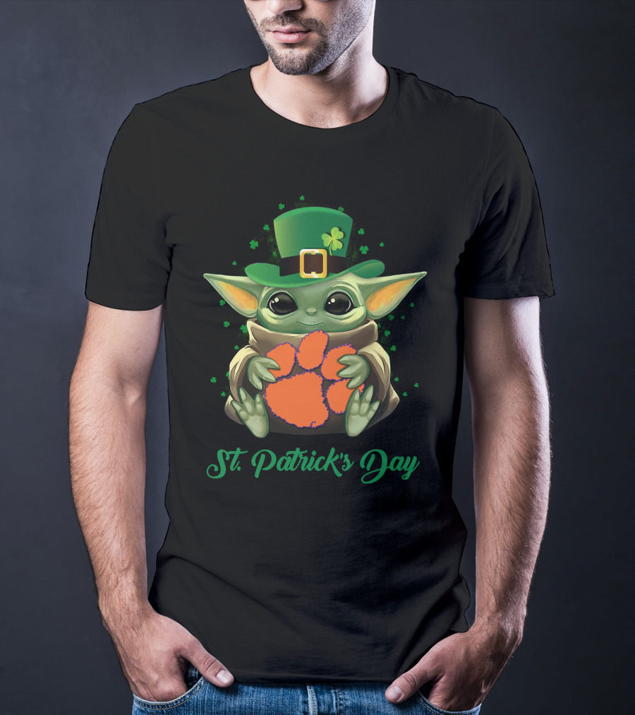 Clemson Tigers Baby Yoda St. Patrick's Day T-Shirt