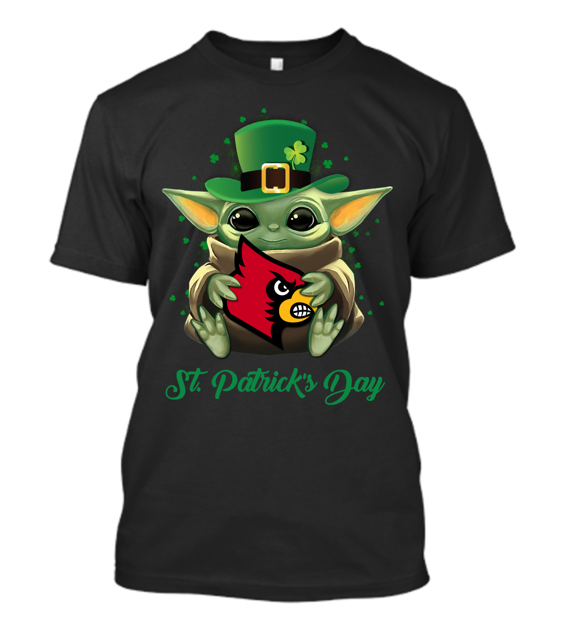 St. Patrick's Day Louisville Cardinals Baby Yoda T-Shirt