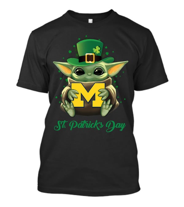 Michigan Wolverines Baby Yoda St. Patrick's Day T-Shirt