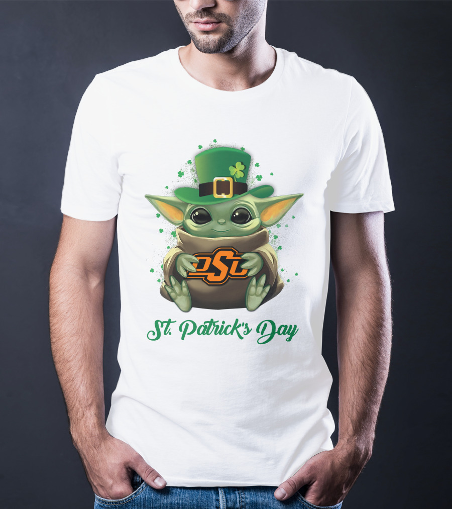 Oklahoma State Cowboys Baby Yoda St. Patrick's Day T-Shirt