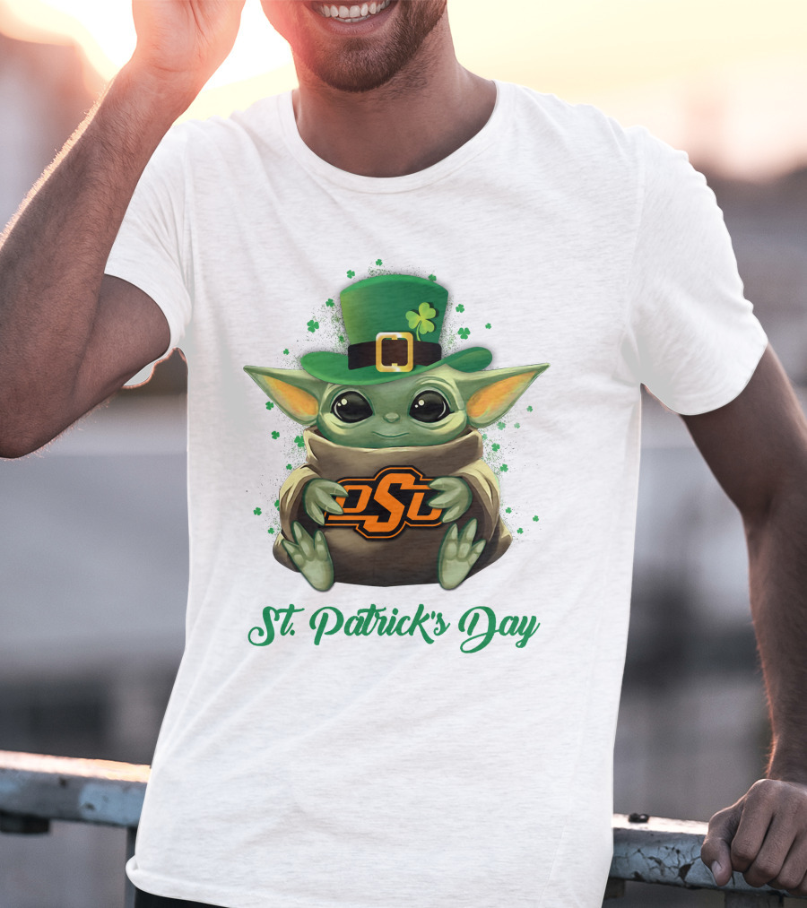 Oklahoma State Cowboys Baby Yoda St. Patrick's Day T-Shirt