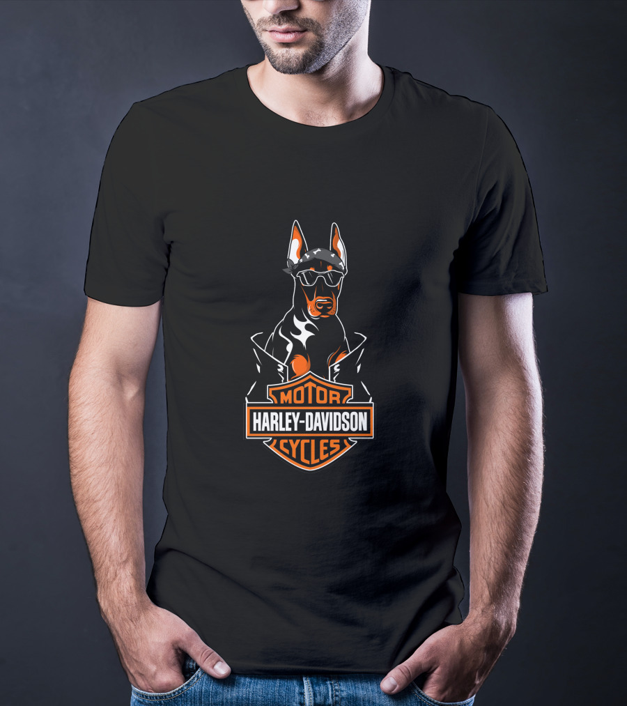Harley Davidson Motorcycles Doberman T-Shirt