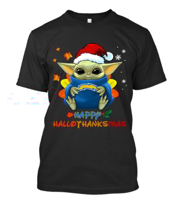 Happy Hallothanksmas Los Angeles Chargers Baby Yoda 505 L1PTT T-Shirt