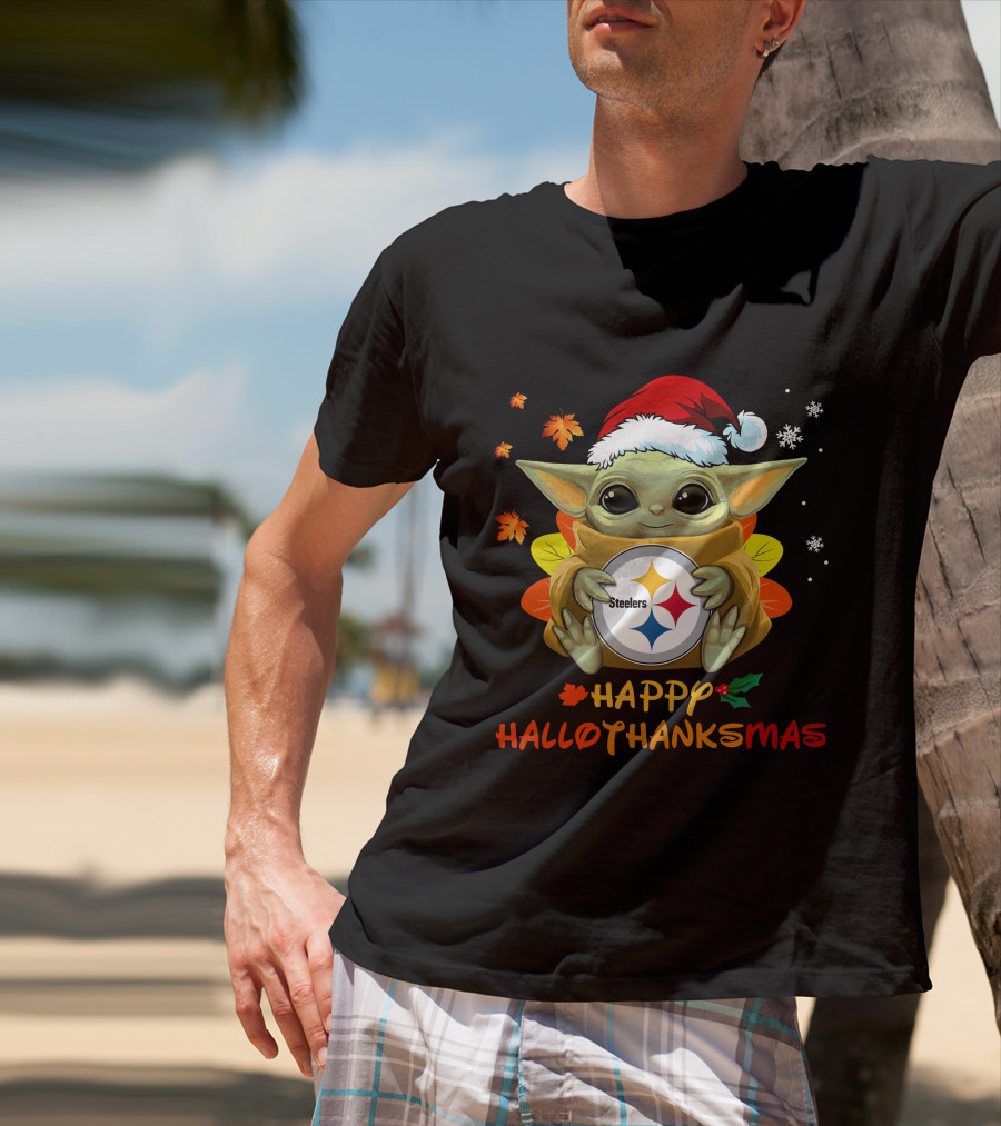 Happy Hallothanksmas Pittsburgh Steelers Baby Yoda 505 L1PTT T-Shirt