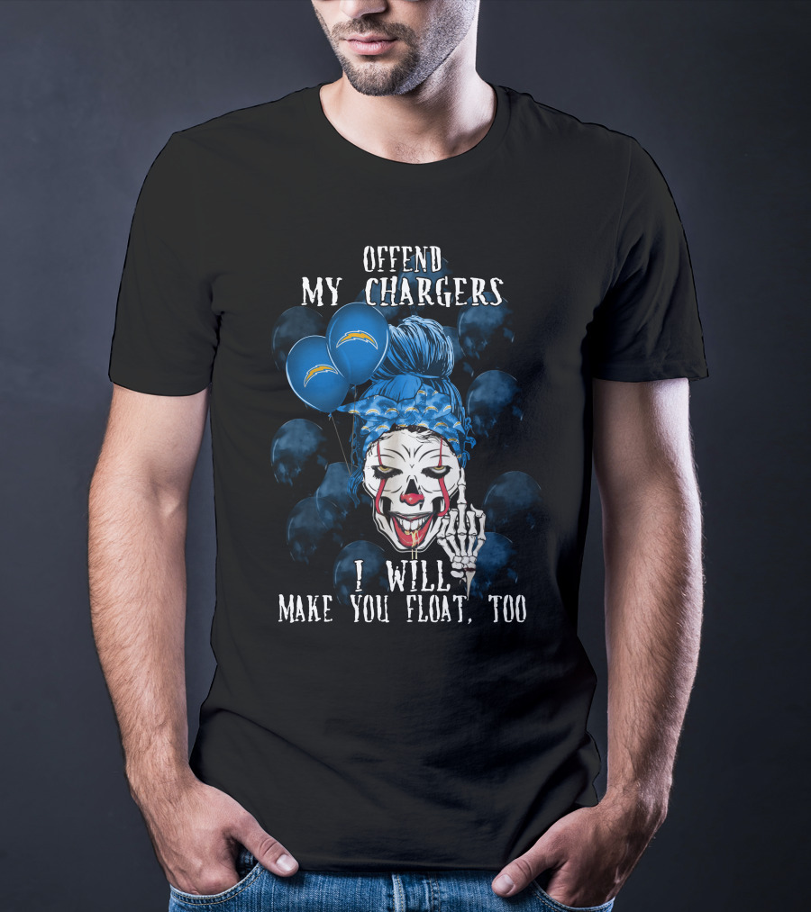 Offend My Chargers I Will Make You Float Too Los Angeles Chargers Halloween T-Shirt