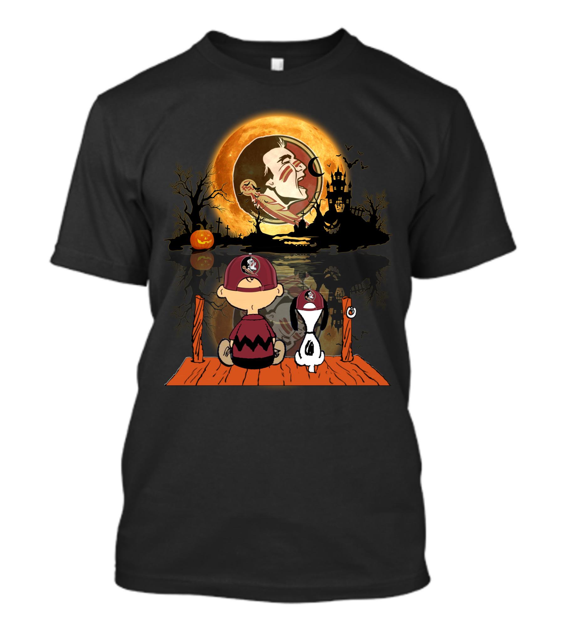 Florida State Seminoles Halloween Moon Peanuts Charlie Brown Woodstock T-Shirt