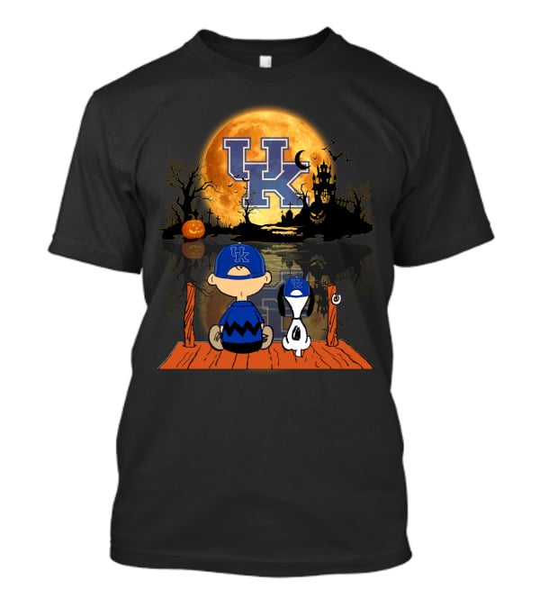 Kentucky Wildcats Halloween Full Moon Reflection Peanuts Characters T-Shirt