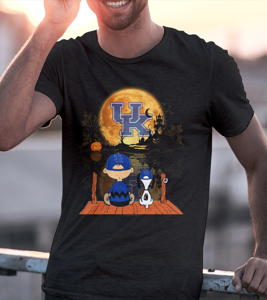 Kentucky Wildcats Halloween Full Moon Reflection Peanuts Characters T-Shirt