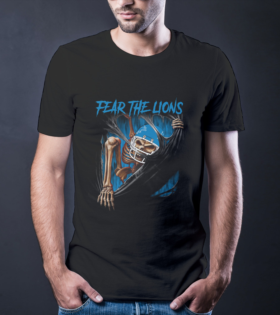 Fear The Lions Detroit Lions Skeleton 515NFL L1MTH T-Shirt