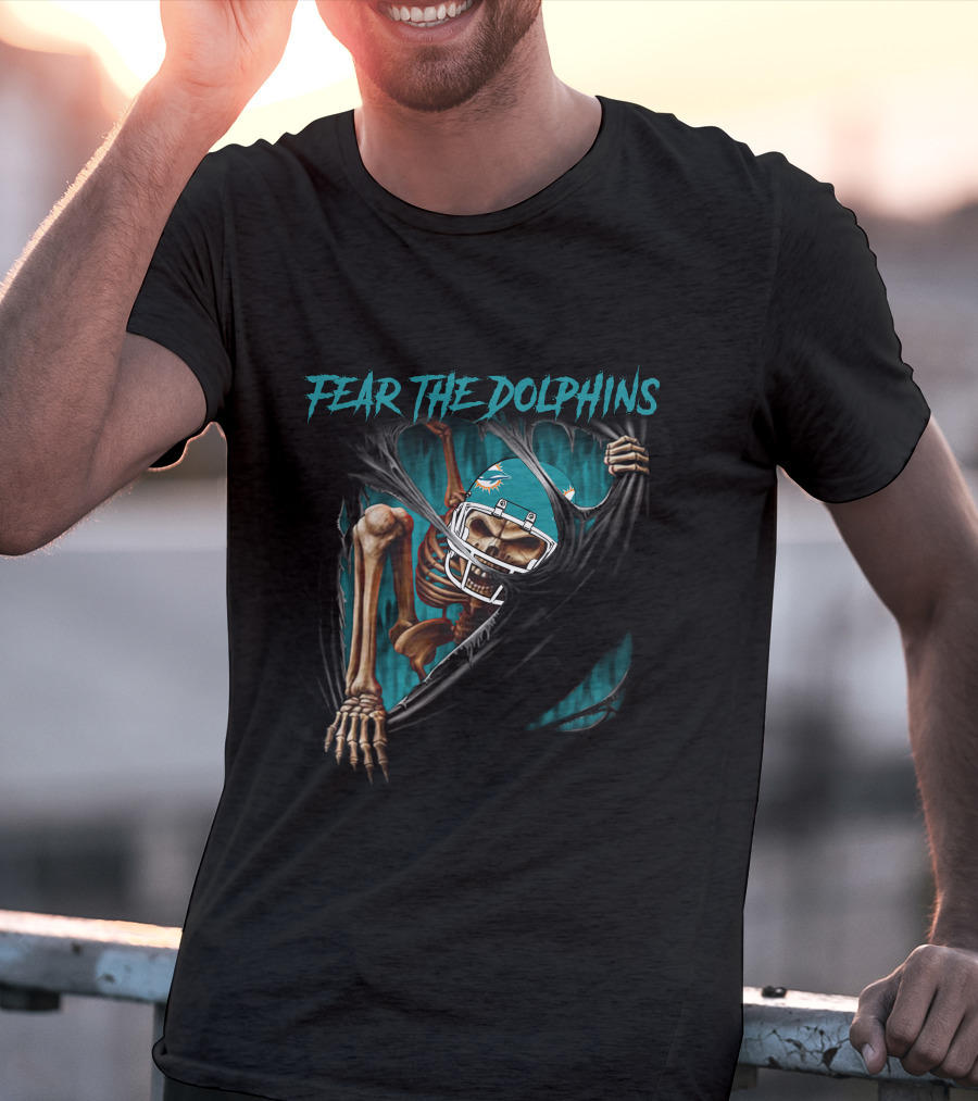 Miami Dolphins Fear The Dolphins Skeleton Football Helmet 515NFL L1MTH T-Shirt