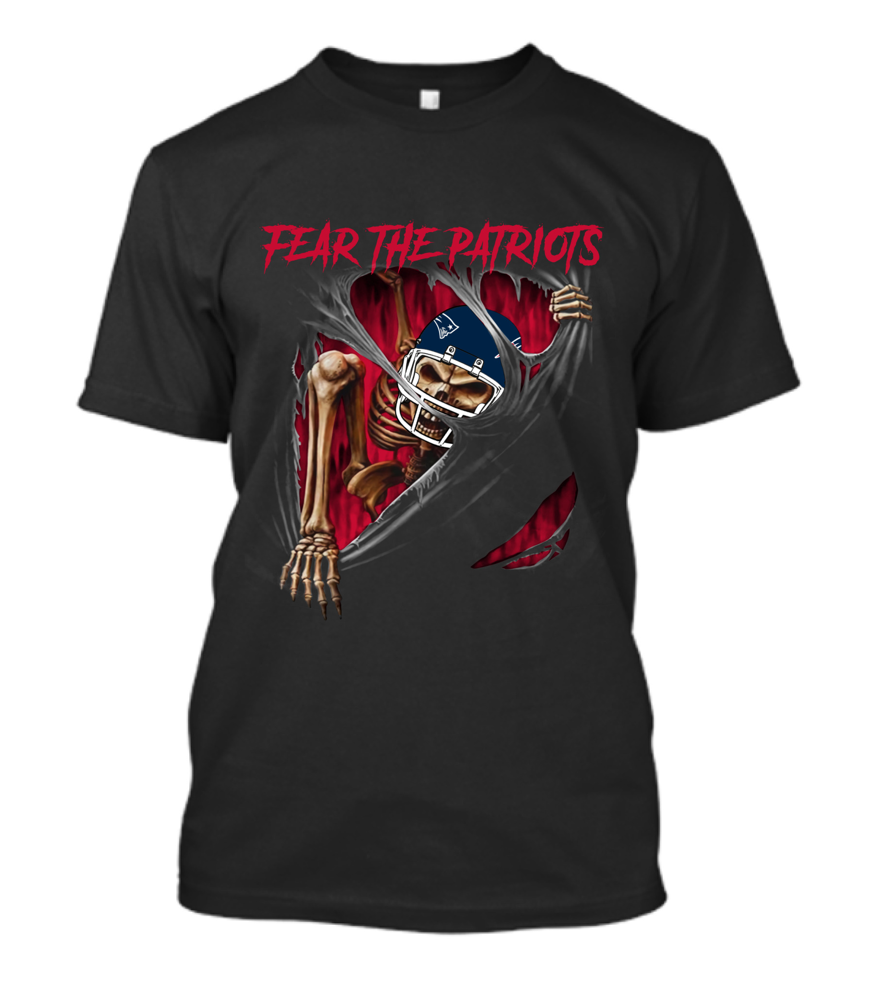 Fear The Patriots Skeleton Football 515NFL L1MTH New England T-Shirt