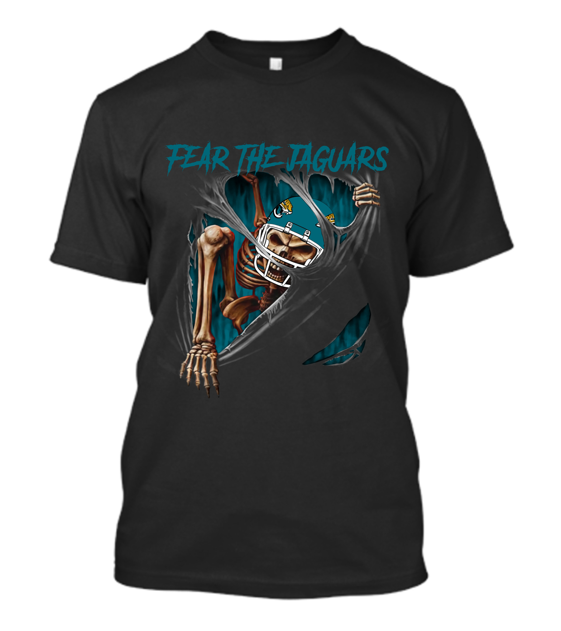 Fear The Jaguars Skeleton Breaking Through 515NFL Jacksonville Jaguars T-Shirt