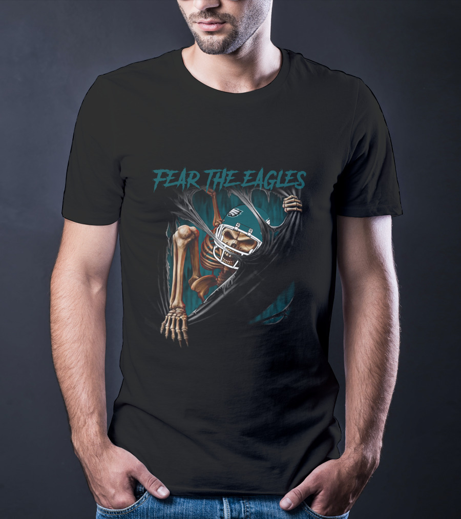 Fear The Eagles Philadelphia Football Skeleton Ripping Through NFL L1MTH T-Shirt