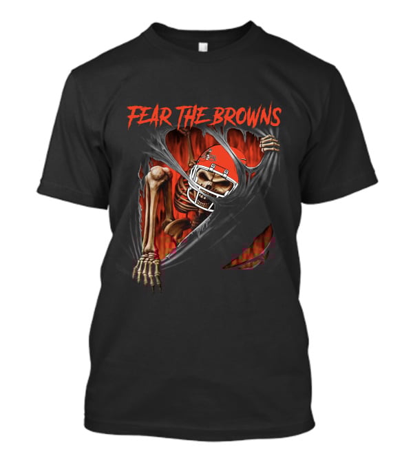 Fear The Browns Cleveland Skeleton NFL Football 515NFL L1MTH T-Shirt