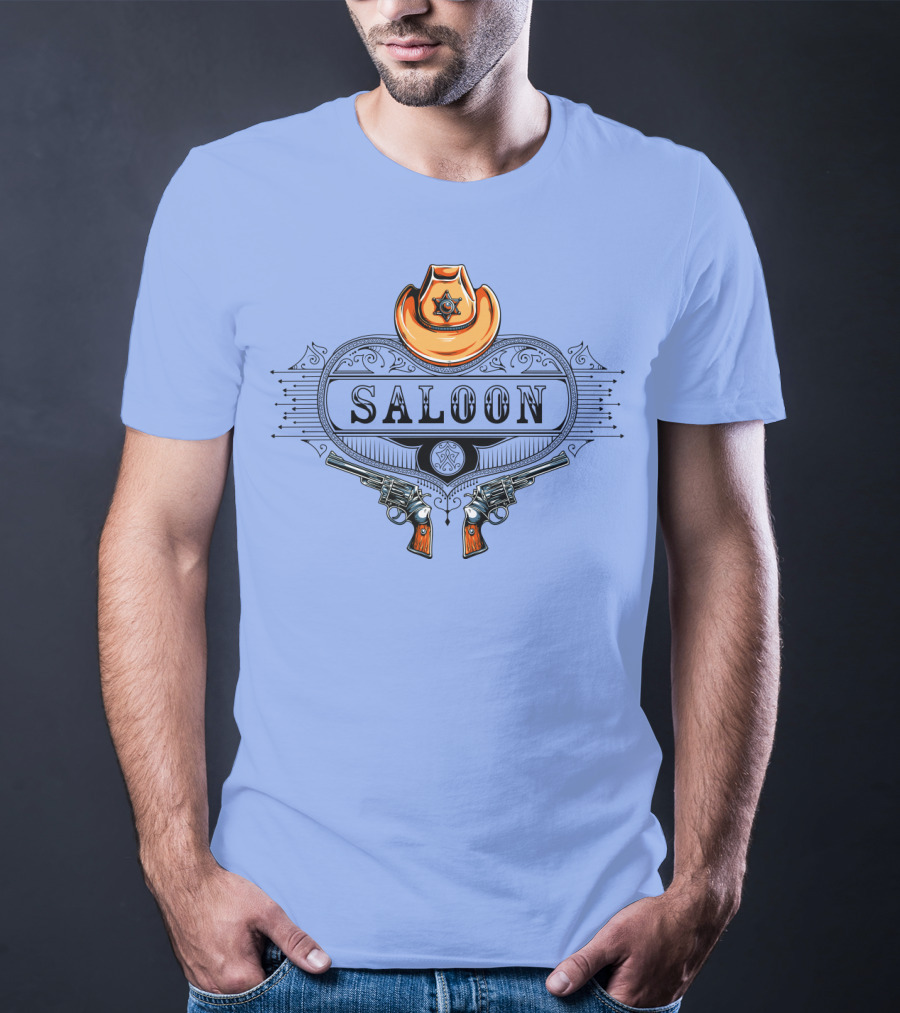 Saloon Cowboy Hat And Revolvers Vintage Western T-Shirt