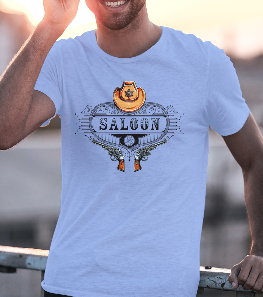 Saloon Cowboy Hat And Revolvers Vintage Western T-Shirt