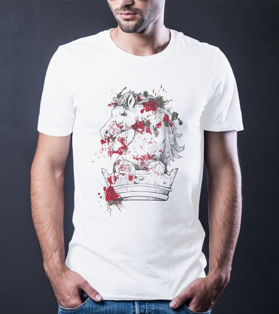 Horse Crown Art Blood Splatter T-Shirt
