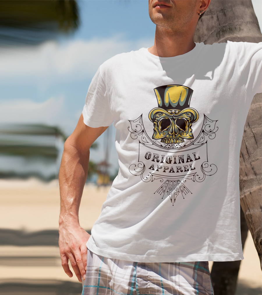 Original Apparel Skull With Top Hat T-Shirt
