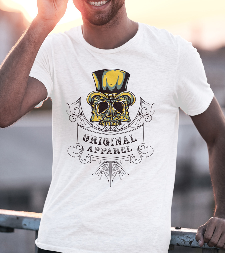 Original Apparel Skull With Top Hat T-Shirt
