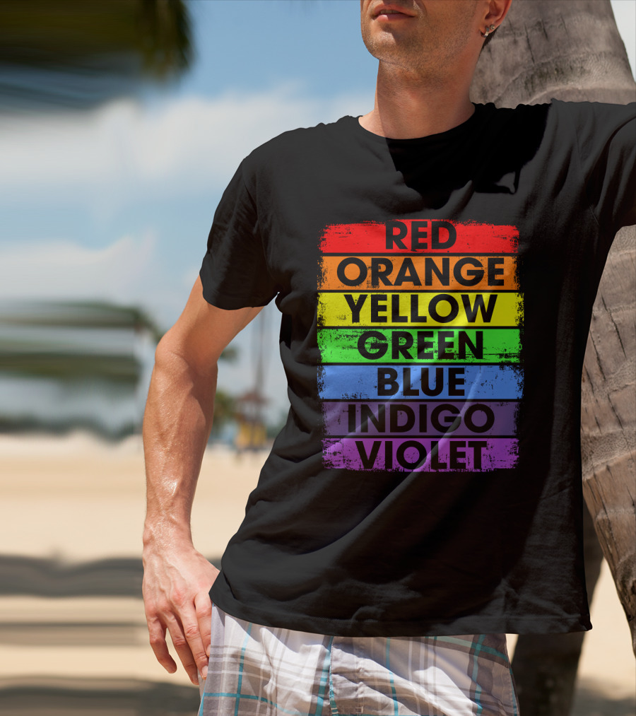 Colors Of The Rainbow Red Orange Yellow Green Blue Indigo Violet T-Shirt