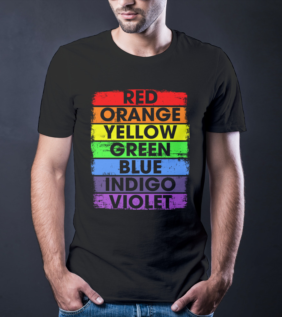 Colors Of The Rainbow Red Orange Yellow Green Blue Indigo Violet T-Shirt