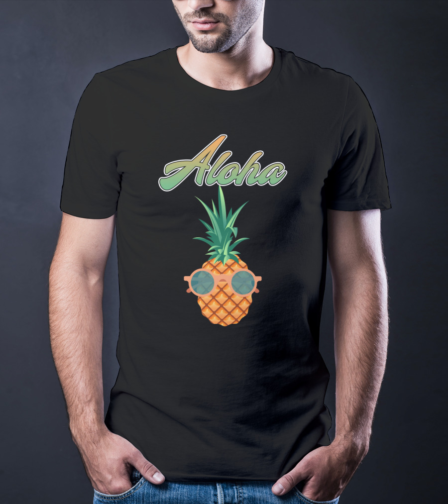 Aloha Cool Colorful Pineapple With Sunglasses T-Shirt
