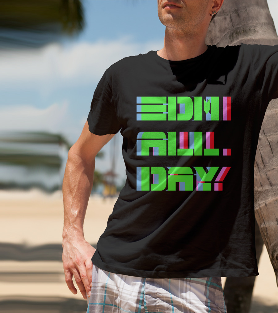 EDM All Day Neon Anaglyph Style Rave T-Shirt