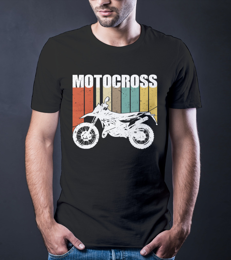 Motocross Vintage Dirt Bike Retro Stripes T-Shirt