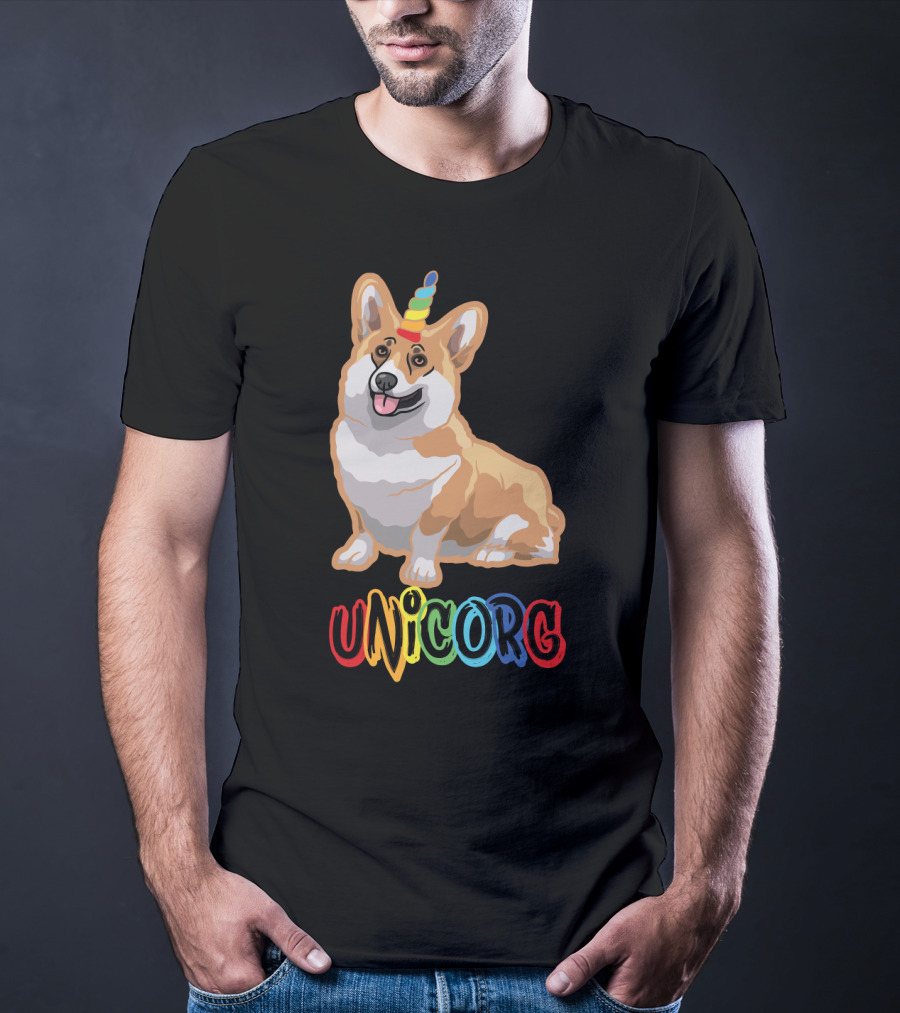 Corgi Dog Cute Unicorg Unicorn Rainbow Horn T-Shirt