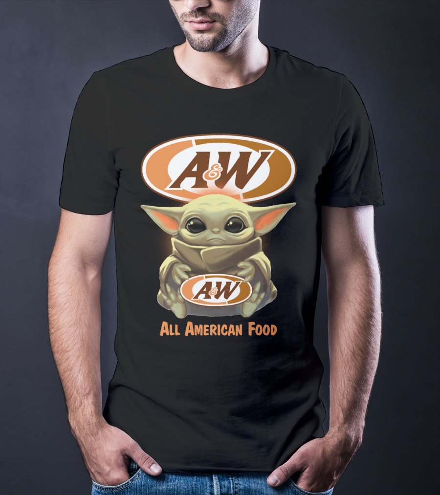 Baby Yoda Holding A&W All American Food T-Shirt