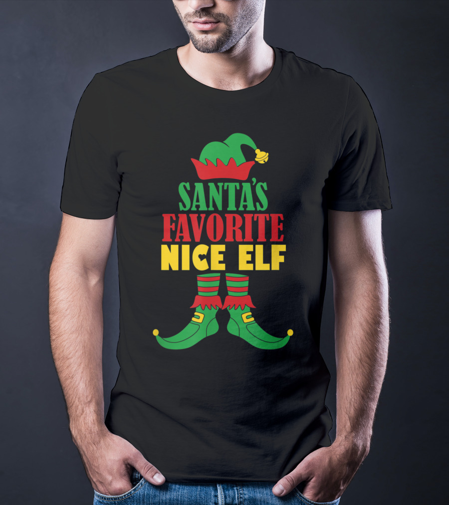 Santa's Favorite Nice Elf Christmas Matching T-Shirt