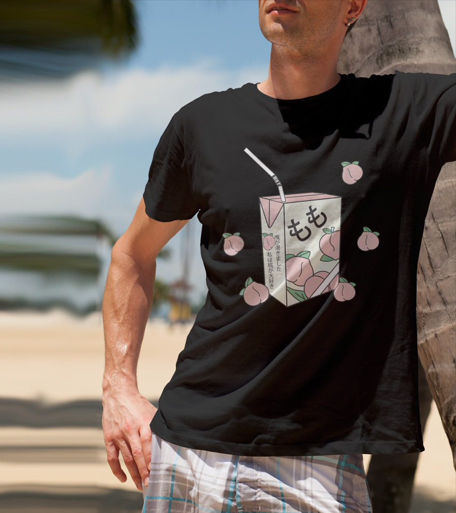 Japanese Momo Peach Juice Box Aesthetic Otaku Anime 90s T-Shirt