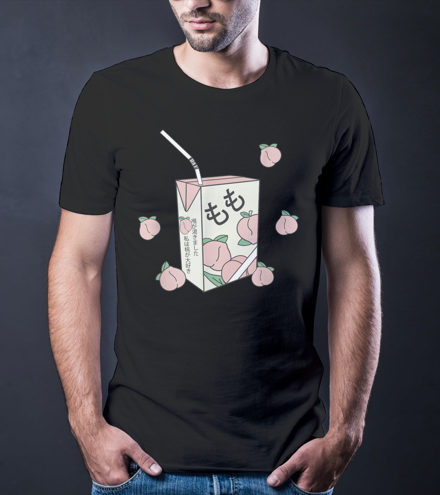 Japanese Momo Peach Juice Box Aesthetic Otaku Anime 90s T-Shirt