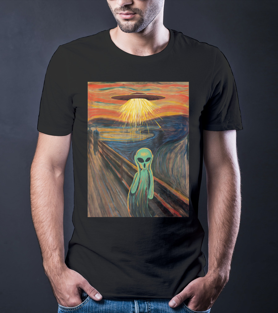 Alien Scream Munch UFO Painting T-Shirt