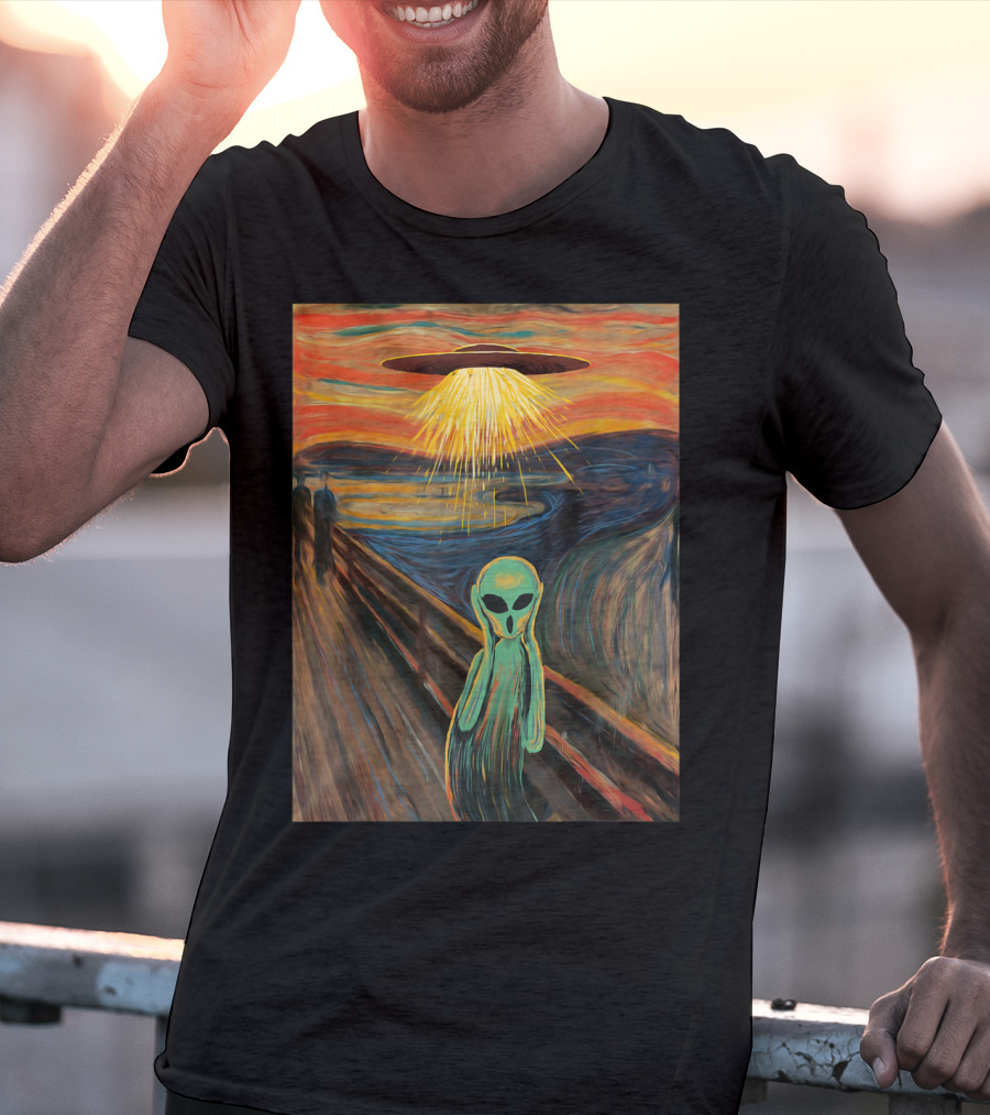 Alien Scream Munch UFO Painting T-Shirt