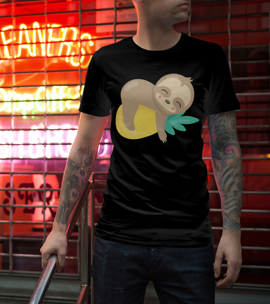 Baby Sloth Sleeping On Pineapple T-Shirt