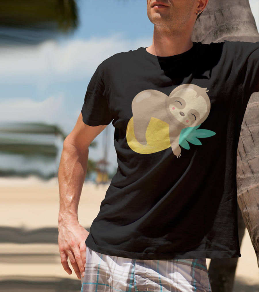 Baby Sloth Sleeping On Pineapple T-Shirt