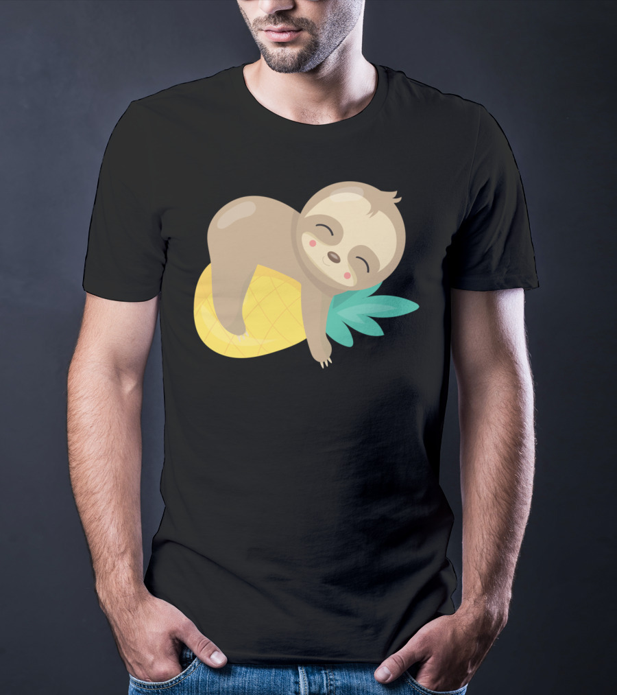 Baby Sloth Sleeping On Pineapple T-Shirt