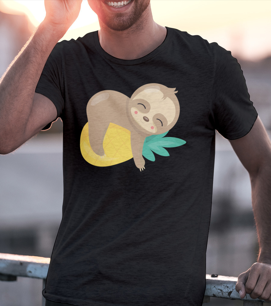 Baby Sloth Sleeping On Pineapple T-Shirt
